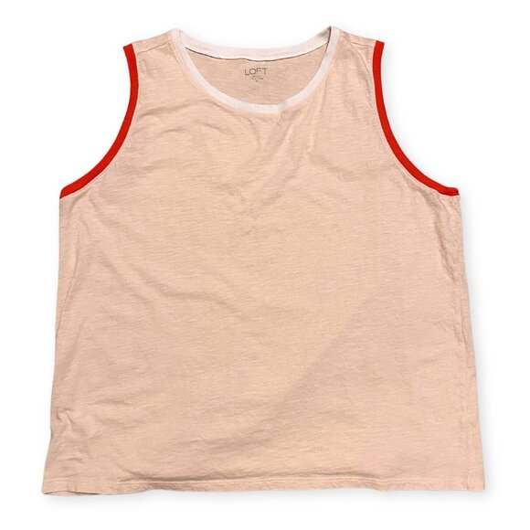 LOFT Outlet Sleeveless Shirt - Pink Ringer Tank Top Tee - Colorblock W Size XL - Picture 1 of 4